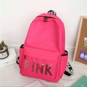 Large Capacity Lightweight Backpack With Letter pink five pair of socks